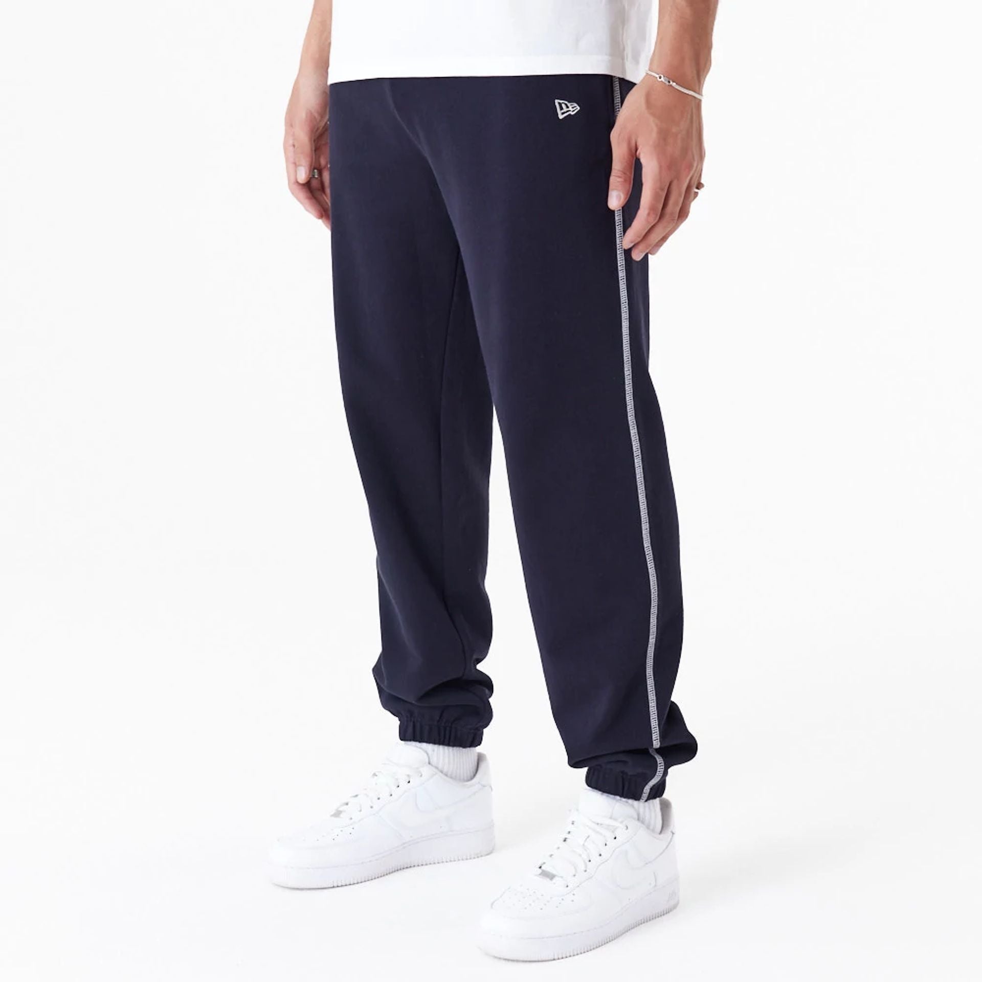 The Male model is wearing New York Yankees MLB Lifestyle Navy Joggers 2