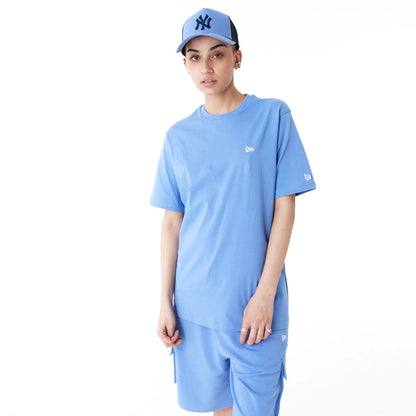 The Male model is wearing New Era Essential Blue T-Shirt 9