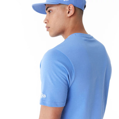 The Male model is wearing New Era Essential Blue T-Shirt 8