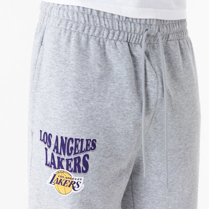 The Male model is wearing LA Lakers NBA Script Grey Relaxed Joggers 2