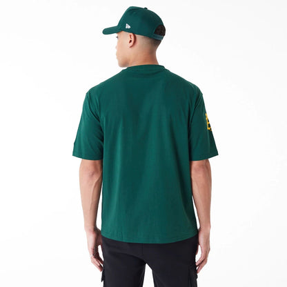 The Male model is wearing Oakland Athletics MLB Anniversary Green Oversized T-Shirt 3