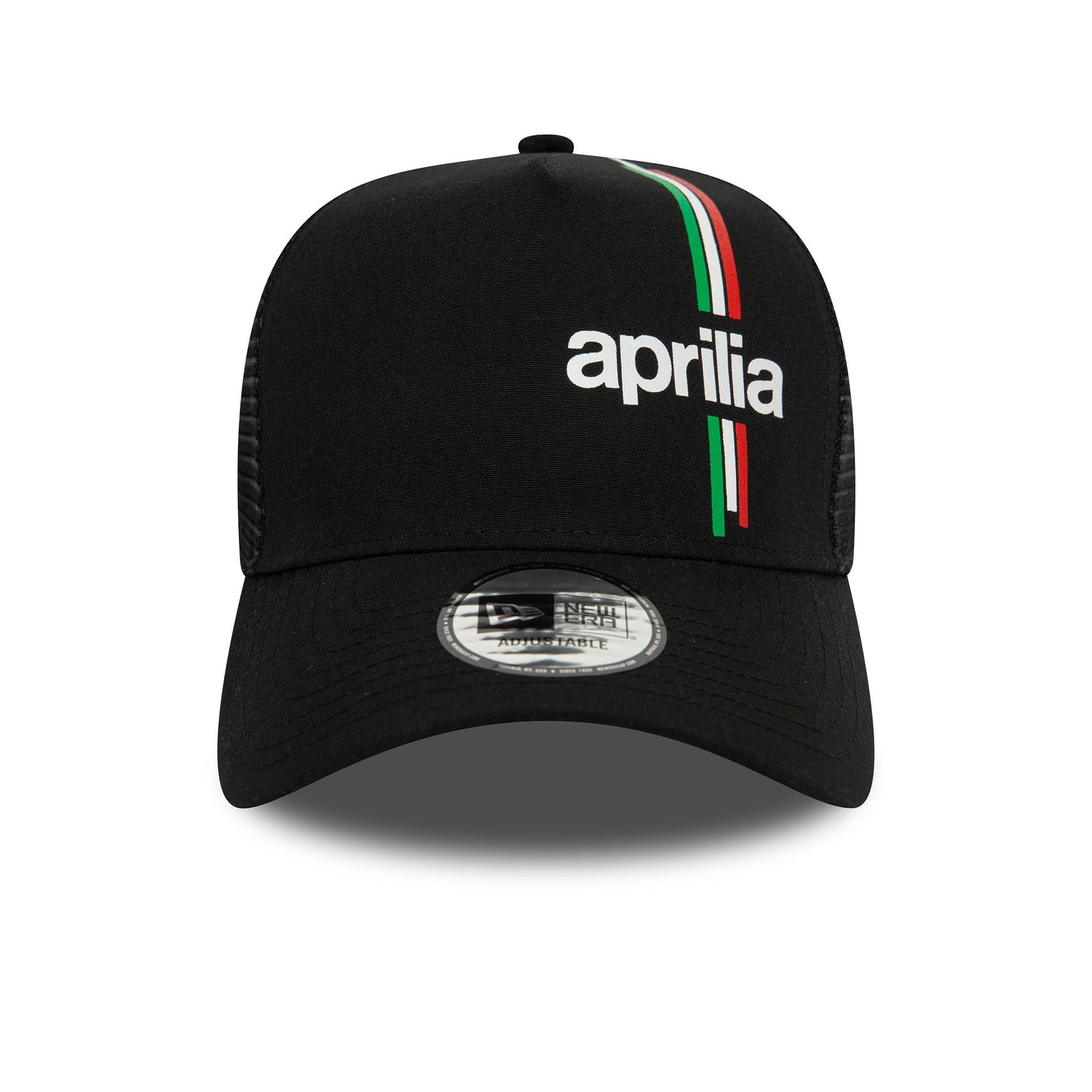 This is a Aprilia Essential Black A-Frame Trucker Cap 3