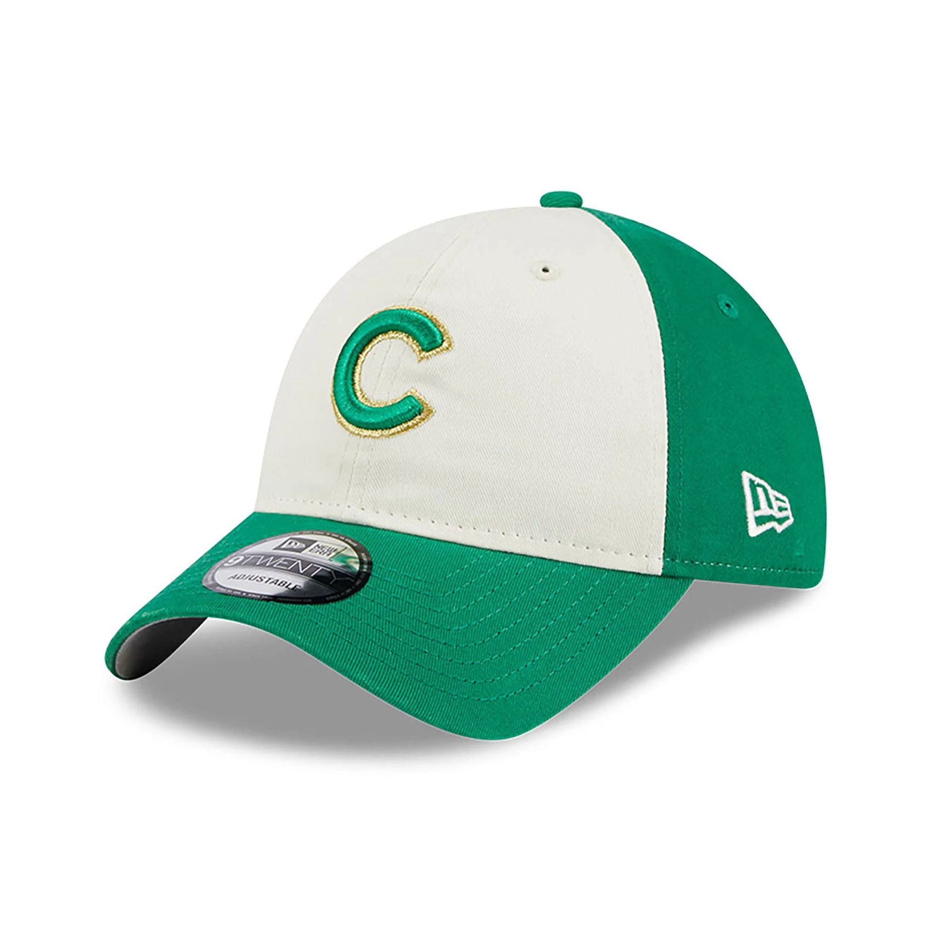 This is a Chicago Cubs St. Patrick's Day Green 9TWENTY Adjustable Cap 1