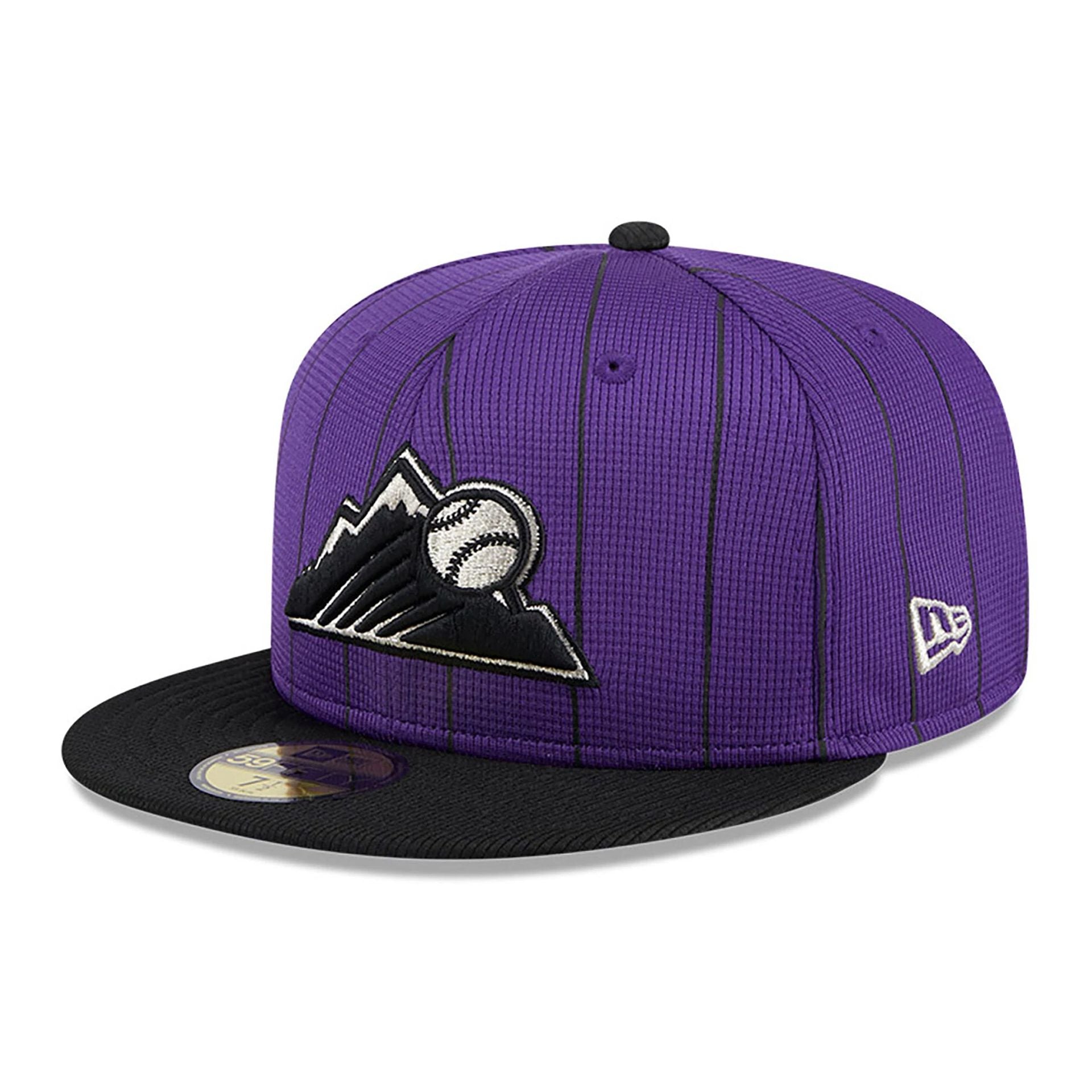 This is a Colorado Rockies MLB Batting Practice Purple 59FIFTY Fitted Cap 1