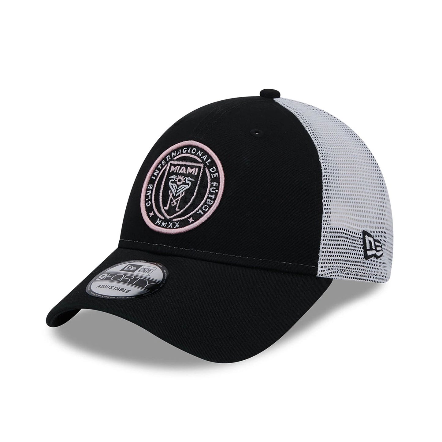 This is a Inter Miami CF Black 9FORTY Trucker Cap 1