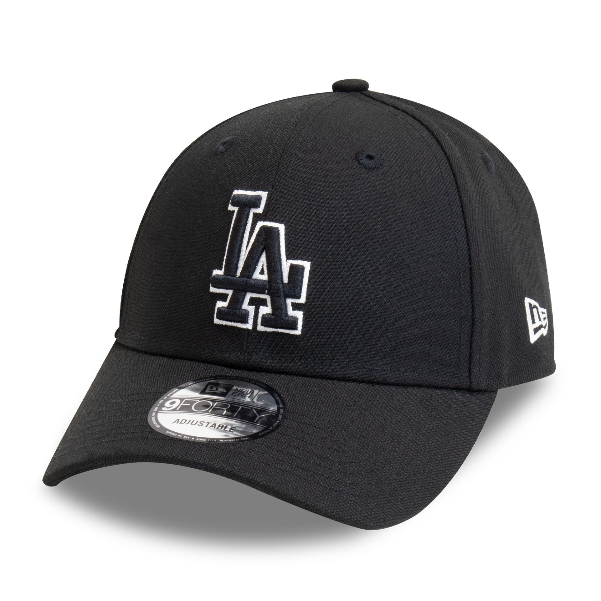 This is a LA Dodgers Pop Outline Black 9FORTY Adjustable Cap 1