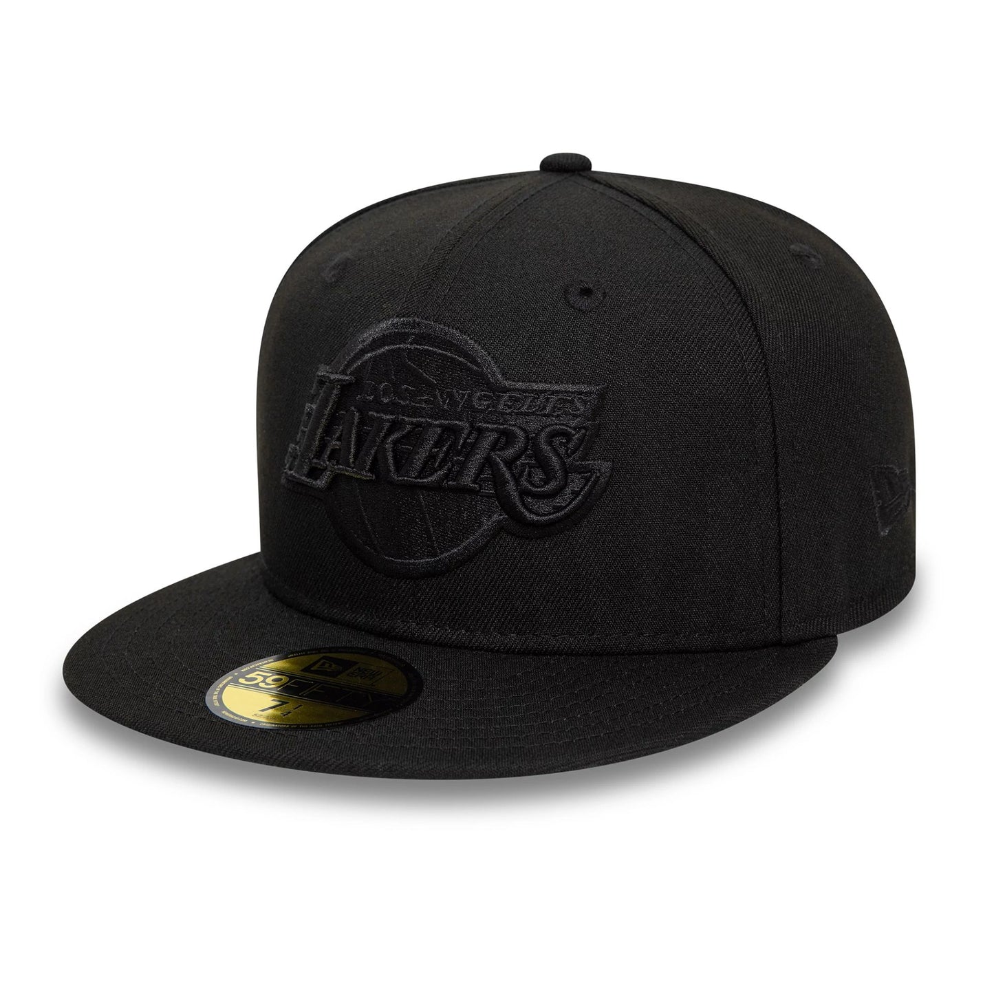 This is a LA Lakers Black On Black NBA Essential Black 59FIFTY Fitted Cap 1