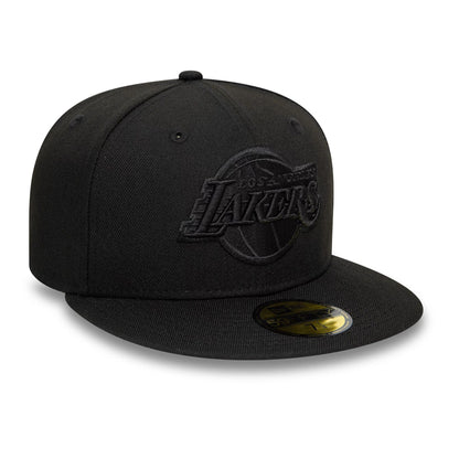 This is a LA Lakers Black On Black NBA Essential Black 59FIFTY Fitted Cap 4