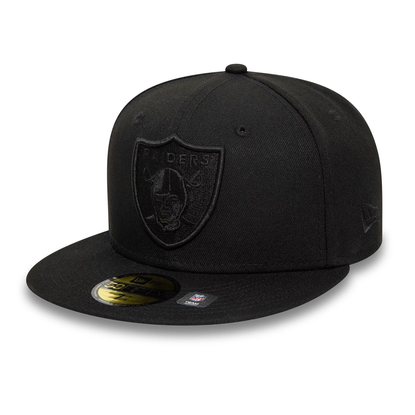 This is a Las Vegas Raiders Black On Black NFL Essential Black 59FIFTY Fitted Cap 1