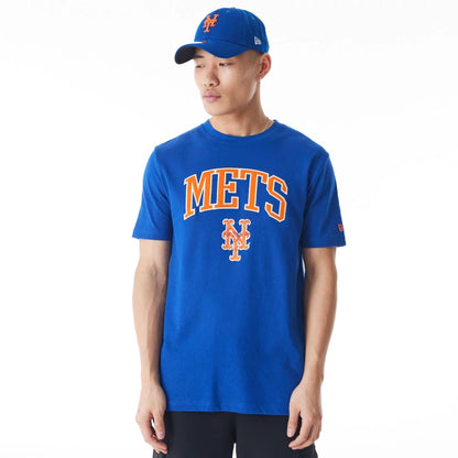 The Male model is wearing New York Mets MLB Batting Practice Blue T-Shirt 1