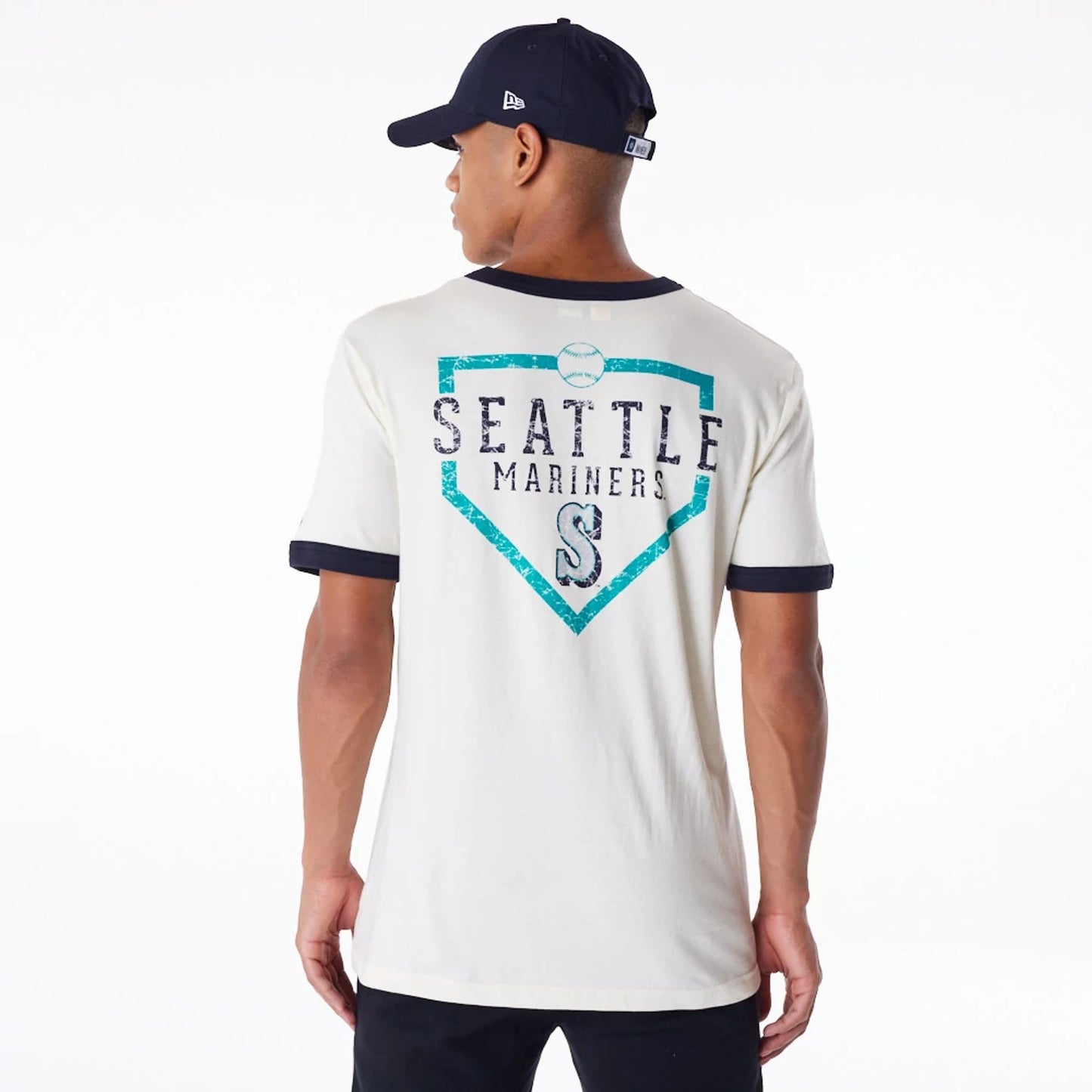 The Male model is wearing Seattle Mariners MLB Batting Practice White T-Shirt 7