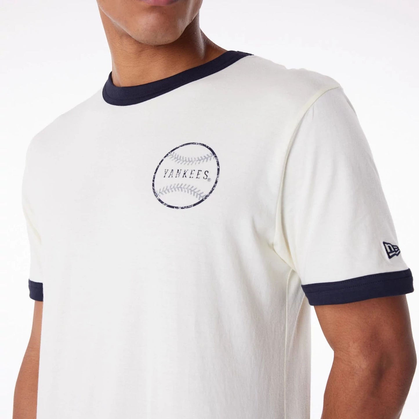 The Male model is wearing New York Yankees MLB Batting Practice White T-Shirt 3