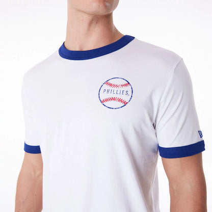 The Male model is wearing Philadelphia Phillies MLB Batting Practice White T-Shirt 2