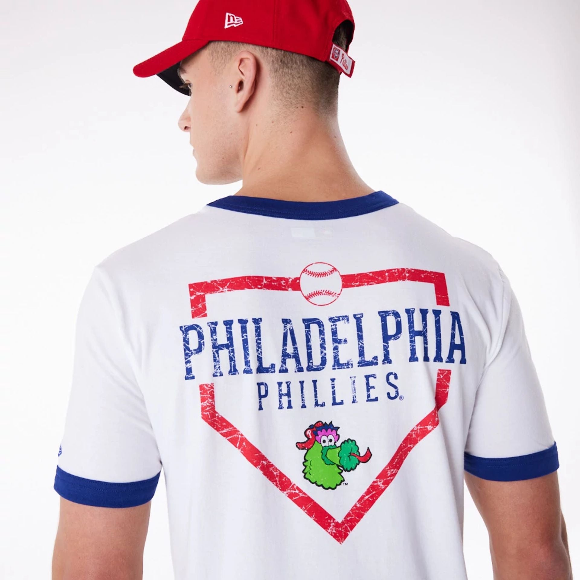 The Male model is wearing Philadelphia Phillies MLB Batting Practice White T-Shirt 5