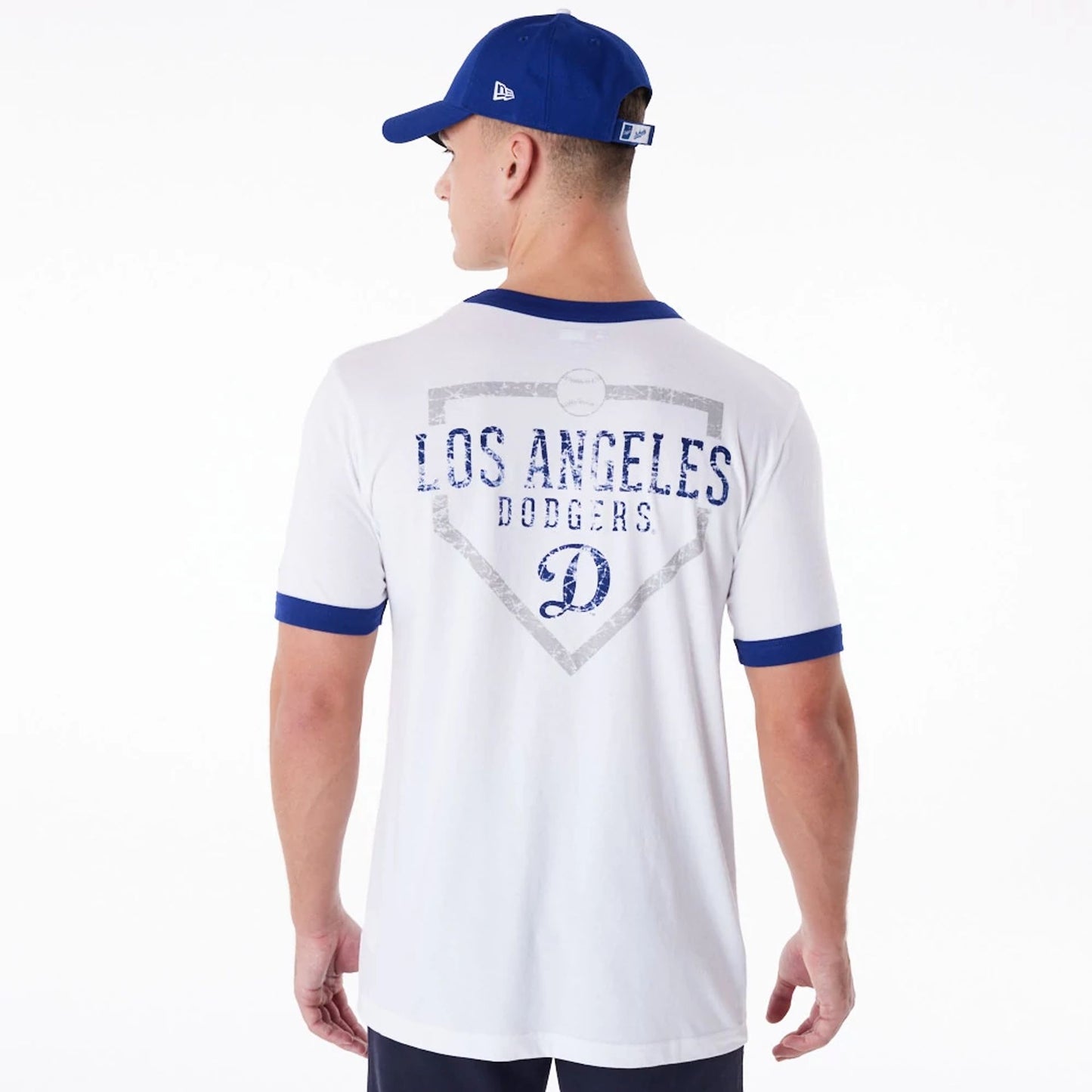 The Male model is wearing LA Dodgers MLB Batting Practice White T-Shirt 7