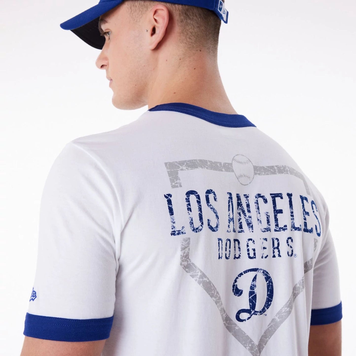 The Male model is wearing LA Dodgers MLB Batting Practice White T-Shirt 5