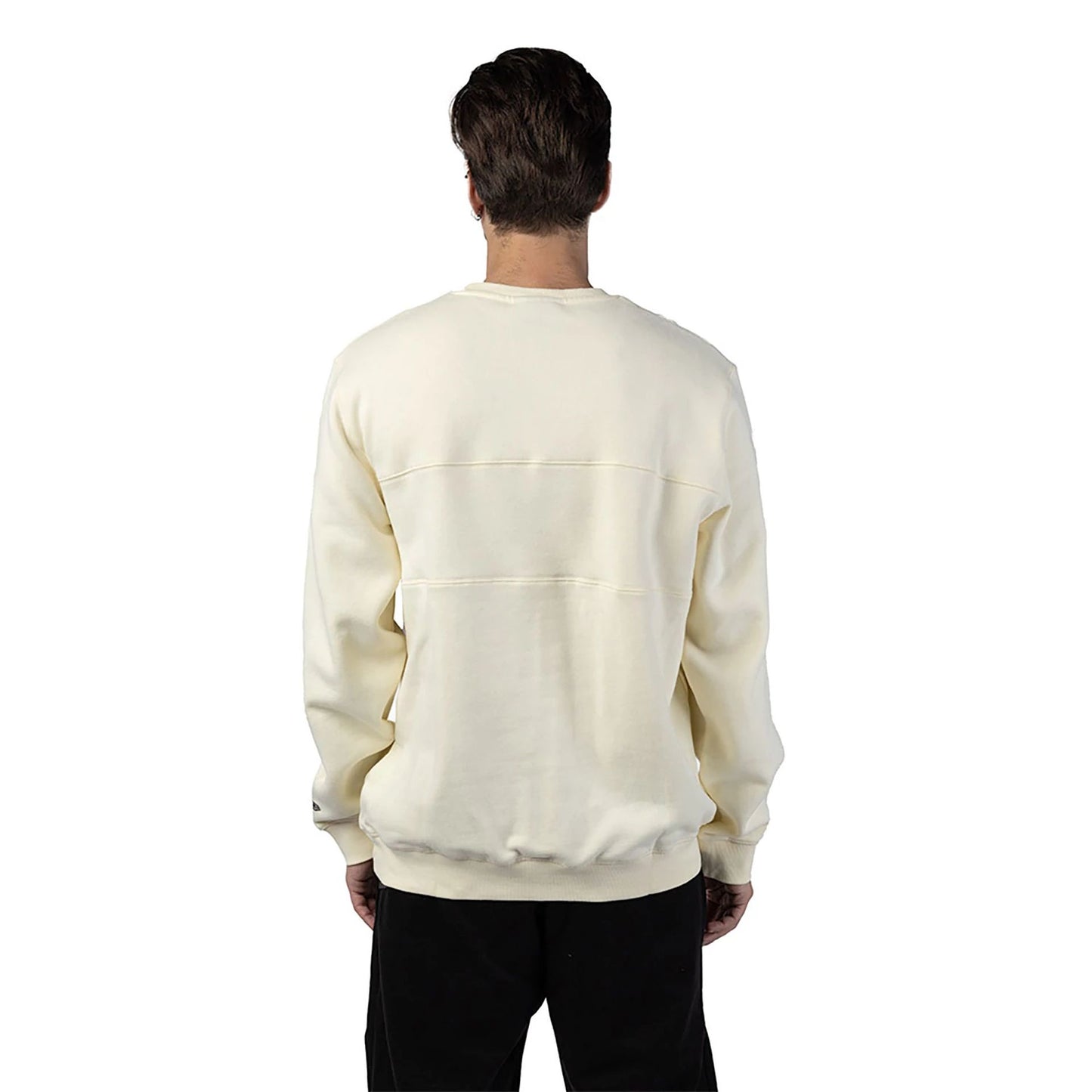 The Male model is wearing LA Dodgers MLB Cord White Crew Neck Sweatshirt 7