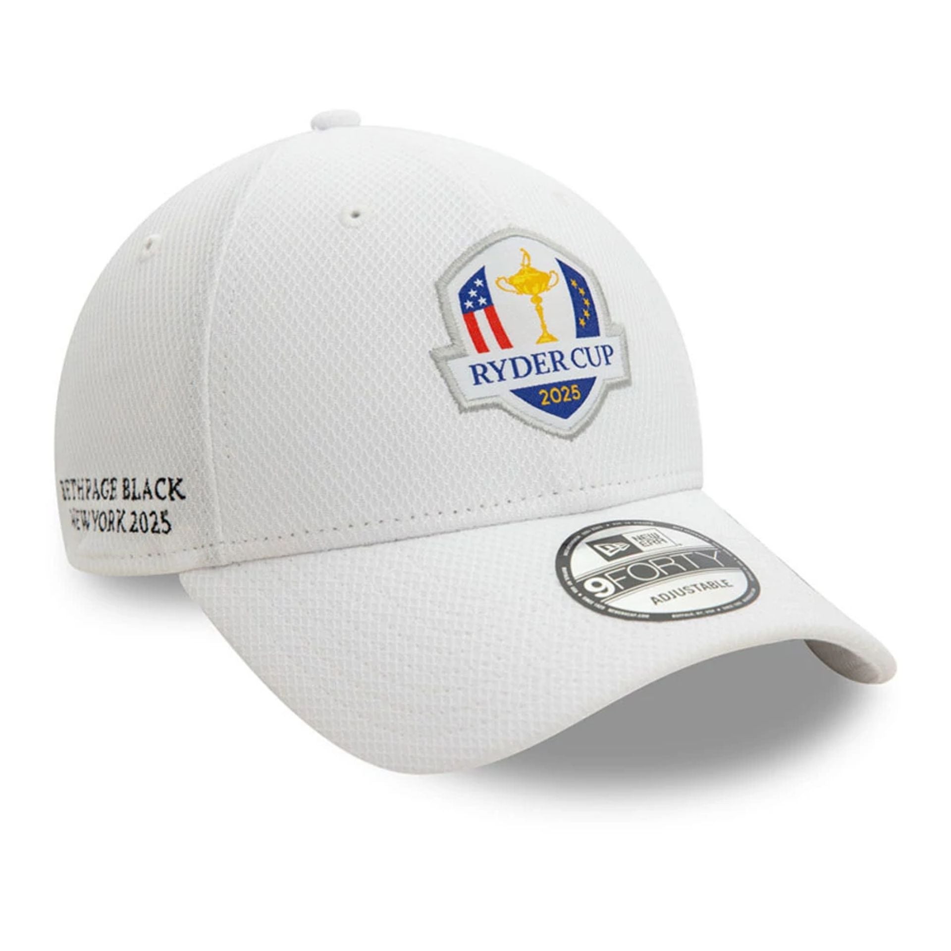 This is a Ryder Cup Europe 2025 Diamond Era White 9FORTY Adjustable Cap 1