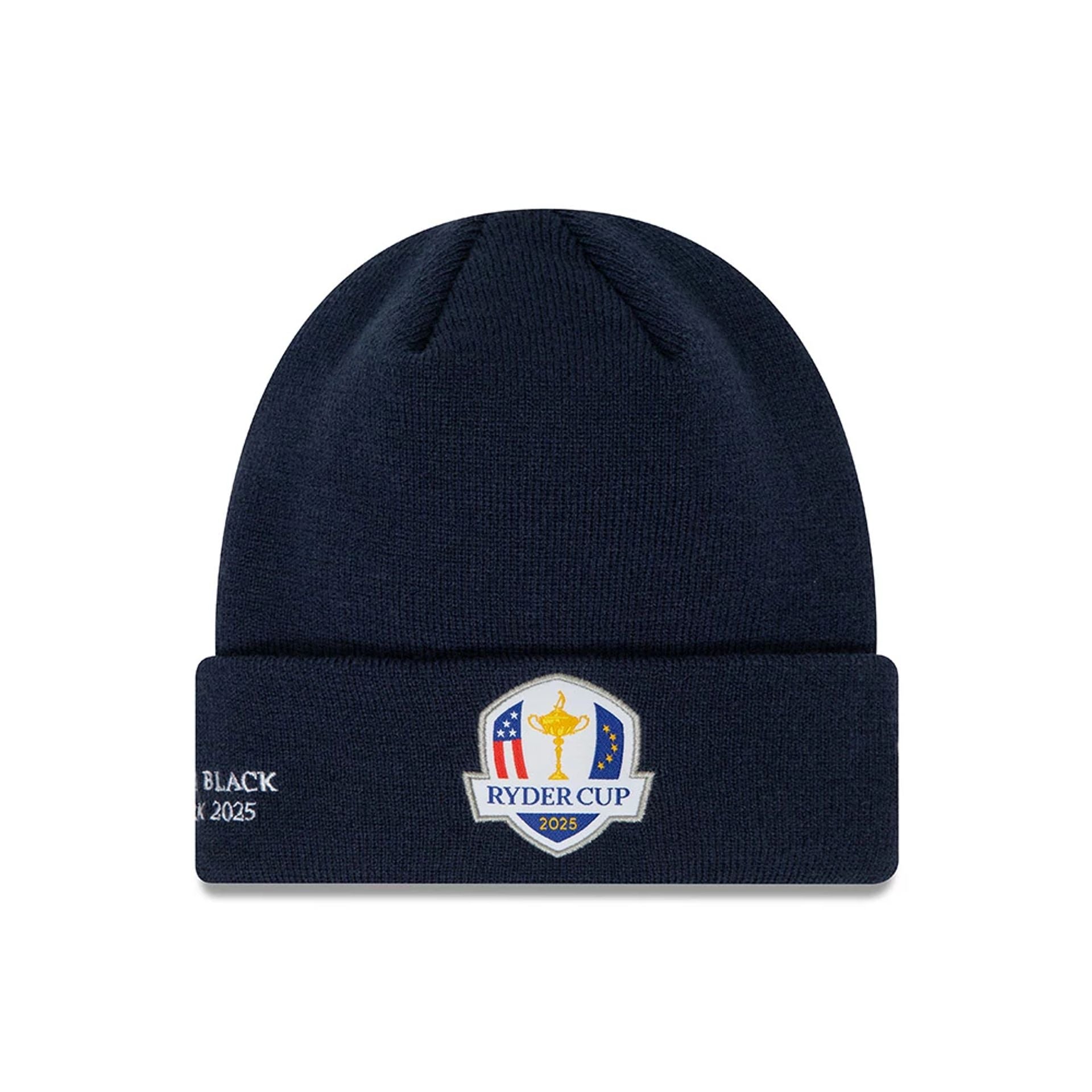 This is a Ryder Cup Europe 2025 Core Dark Blue Cuff Knit Beanie Hat 1