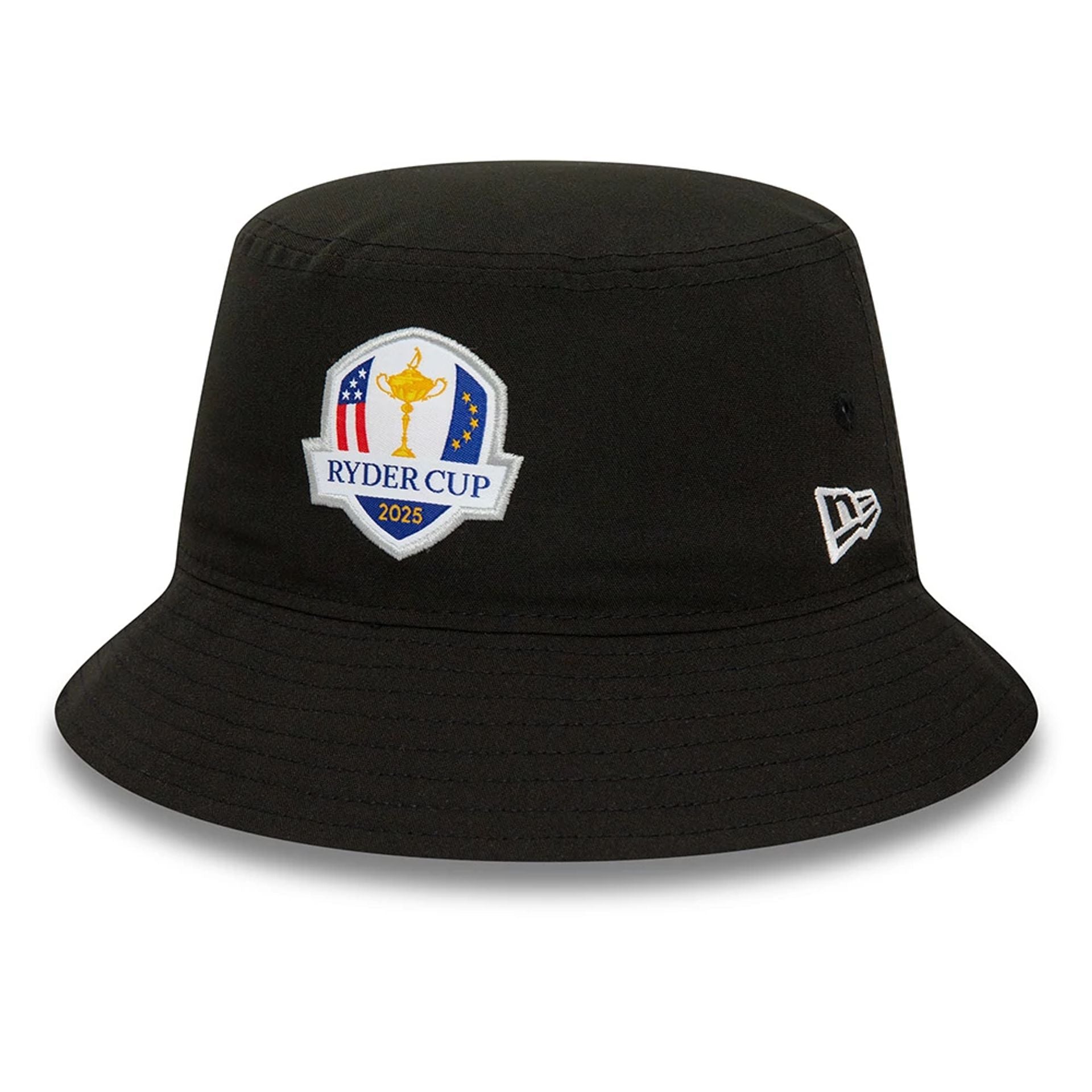 This is a Ryder Cup Europe 2025 Repreve® Black Bucket Adjustable Cap 1