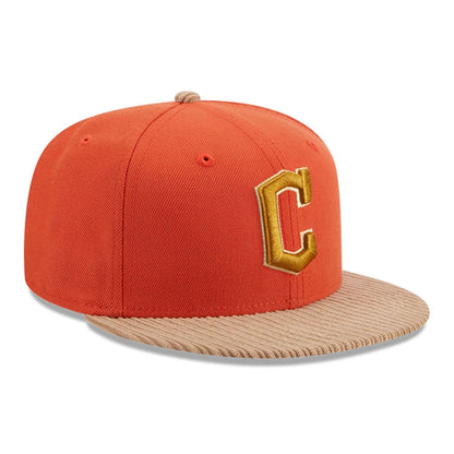 This is a Cleveland Guardians MLB Autumn Wheat Dark Orange 9FIFTY Snapback Cap 4