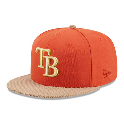 This is a Tampa Bay Rays MLB Autumn Wheat Dark Orange 9FIFTY Snapback Cap 1