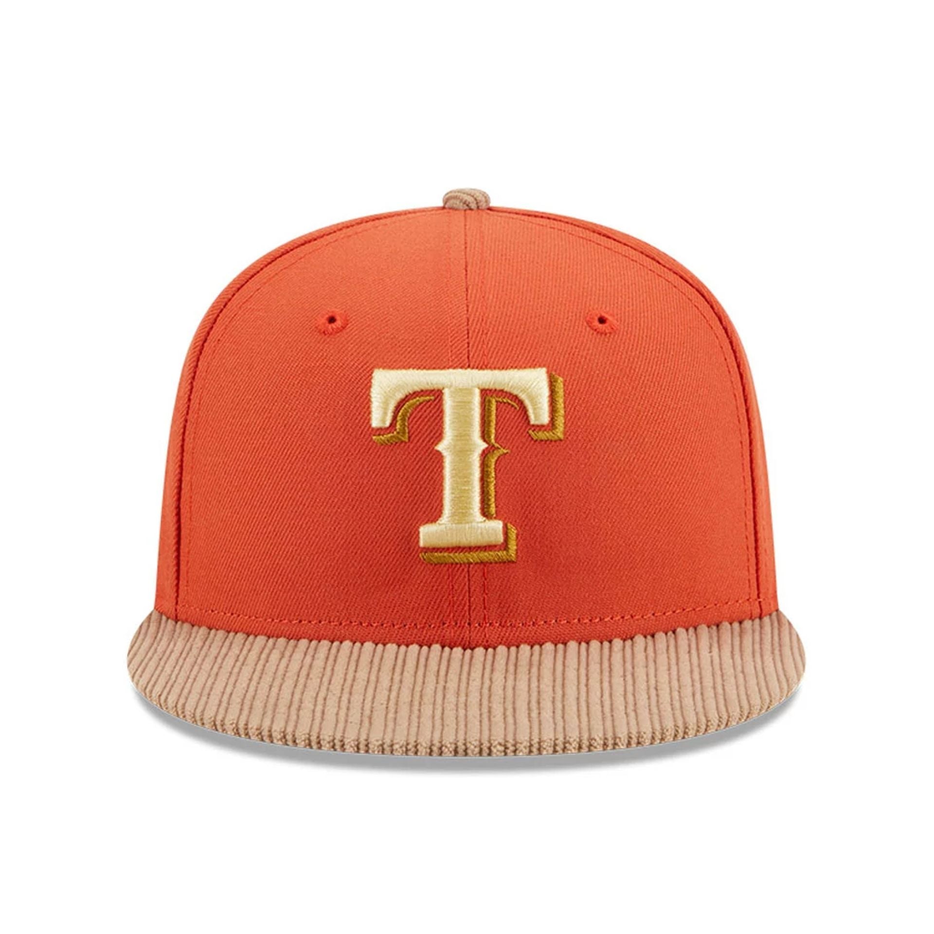 This is a Texas Rangers MLB Autumn Wheat Dark Orange 9FIFTY Snapback Cap 4