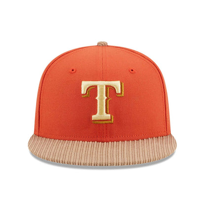 This is a Texas Rangers MLB Autumn Wheat Dark Orange 9FIFTY Snapback Cap 4