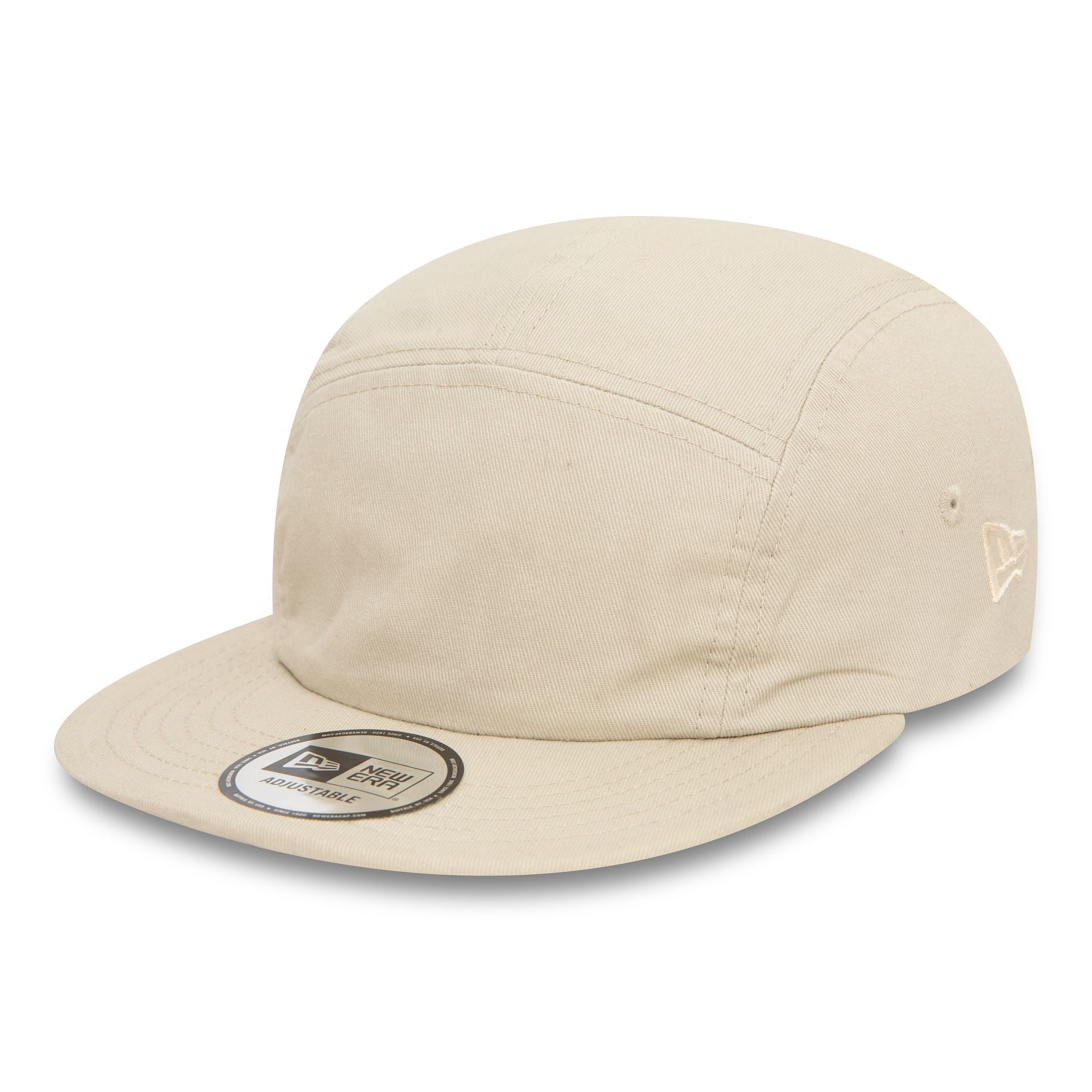 This is a New Era Essential Light Beige Camper Adjustable Cap 1