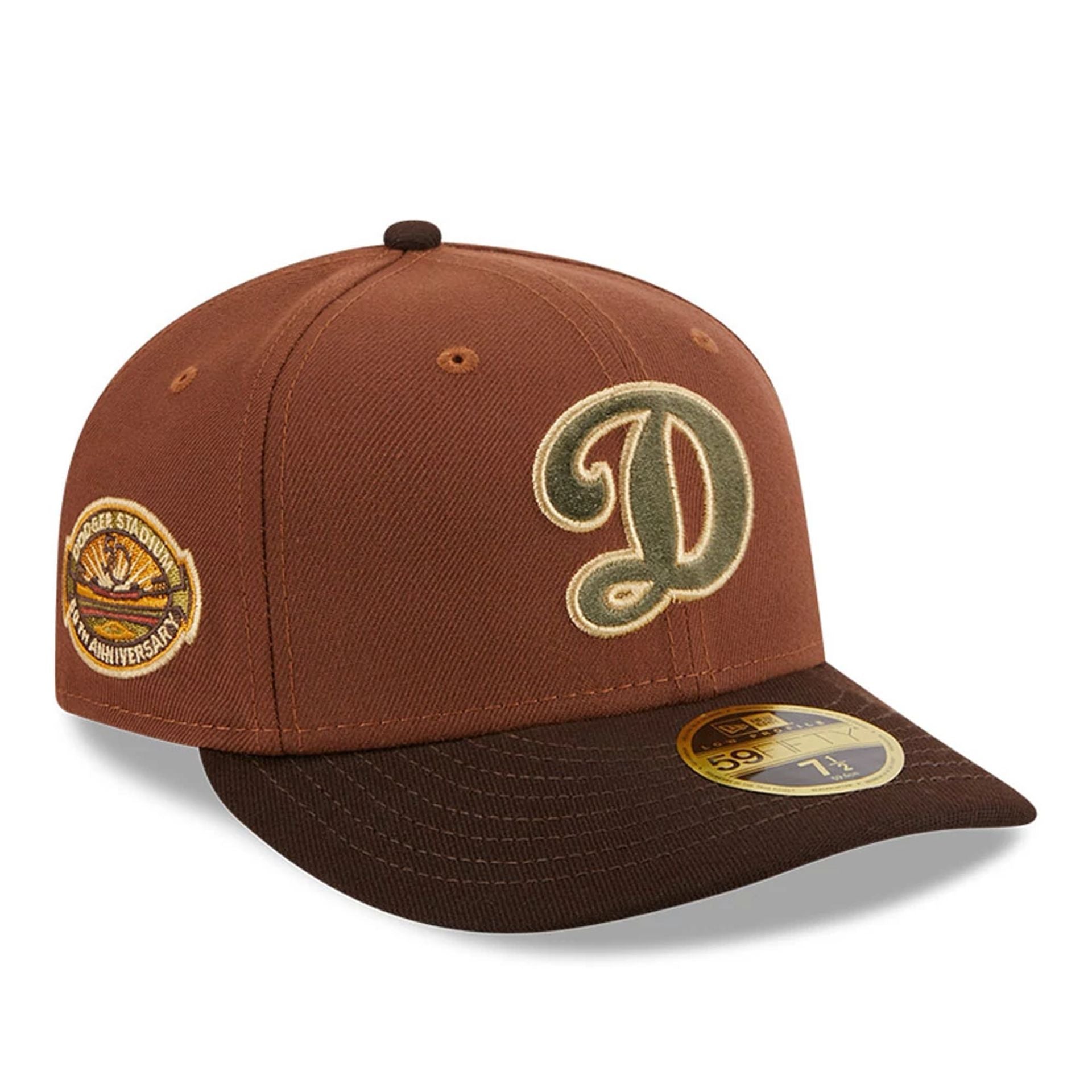 This is a LA Dodgers Velvet Fill Dark Brown Low Profile 59FIFTY Fitted Cap 1