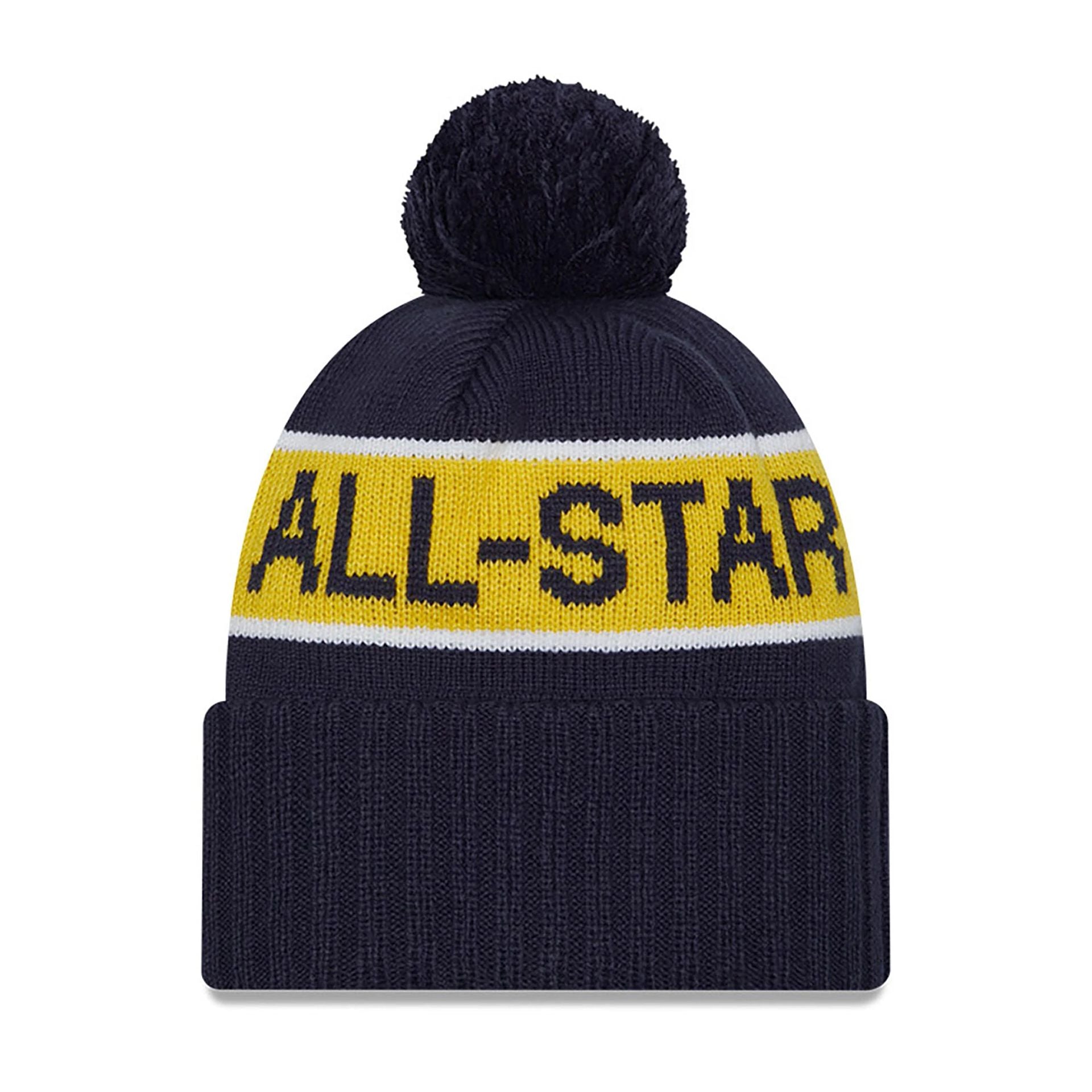 This is a NBA All Star Game Dark Blue Bobble Knit Beanie Hat 2