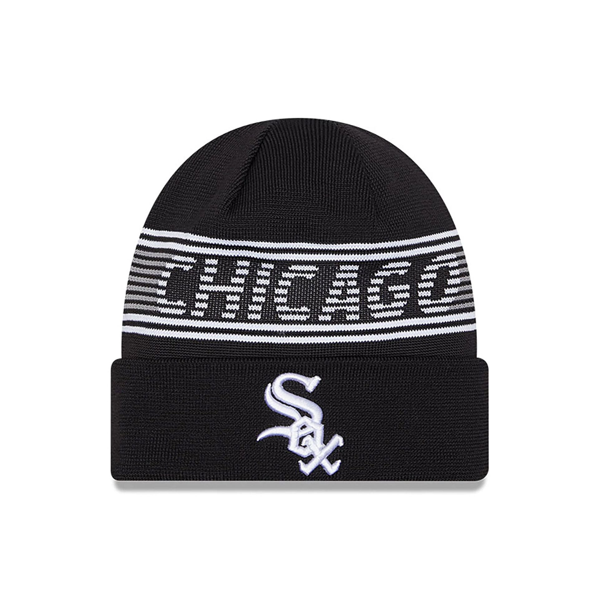 This is a Chicago White Sox City Connect Black Sport Knit Beanie Hat 1