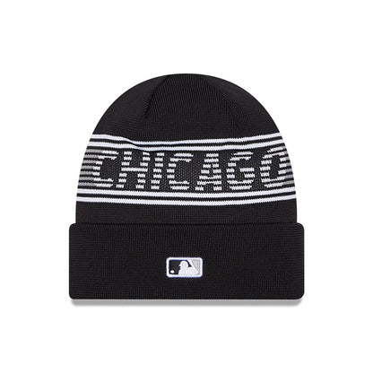 This is a Chicago White Sox City Connect Black Sport Knit Beanie Hat 2