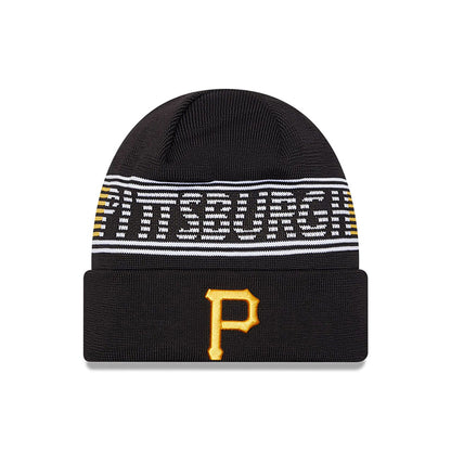 This is a Pittsburgh Pirates City Connect Black Sport Knit Beanie Hat 1