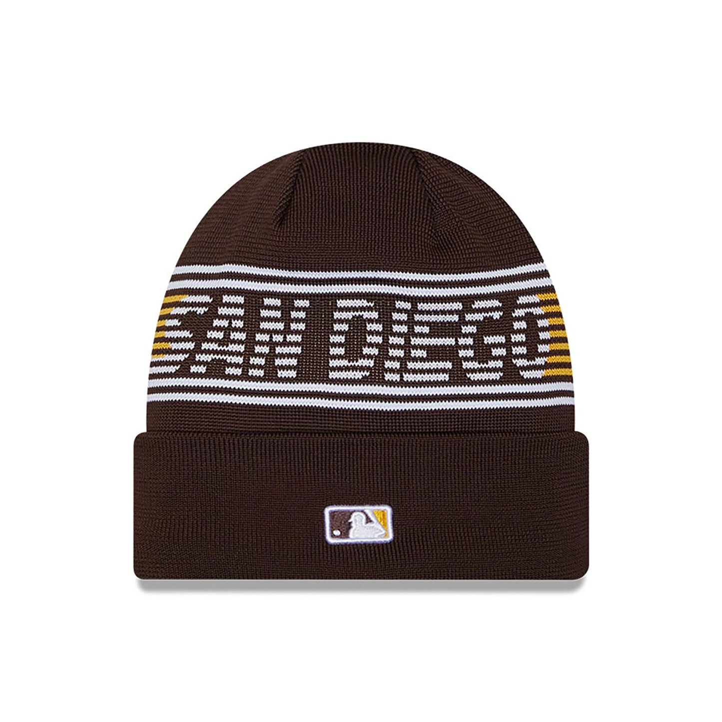 This is a San Diego Padres City Connect Dark Brown Sport Knit Beanie Hat 2