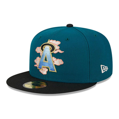 This is a LA Angels Cloud Spiral Dark Green 59FIFTY Fitted Cap 4