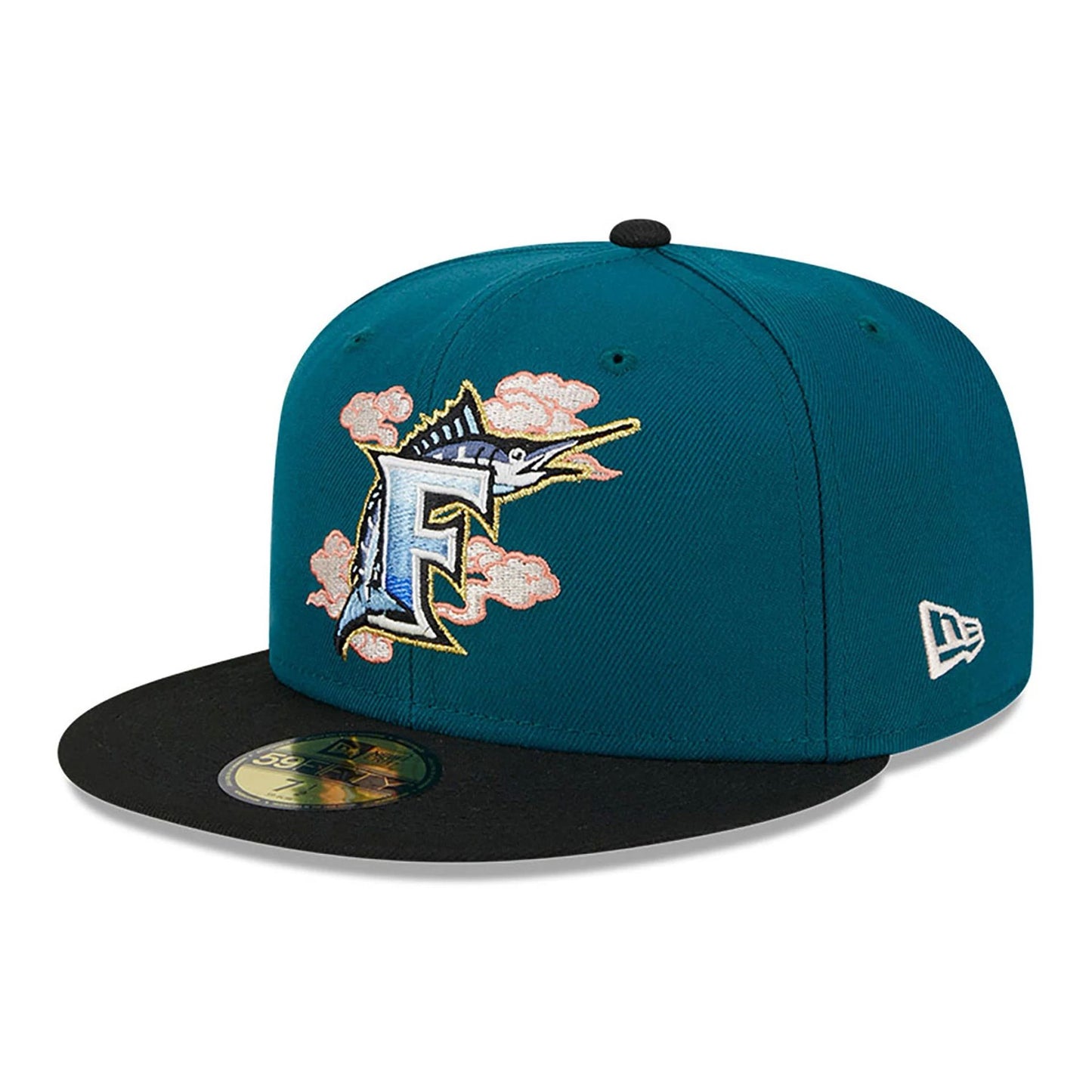 This is a Miami Marlins Cloud Spiral Dark Green 59FIFTY Fitted Cap 4