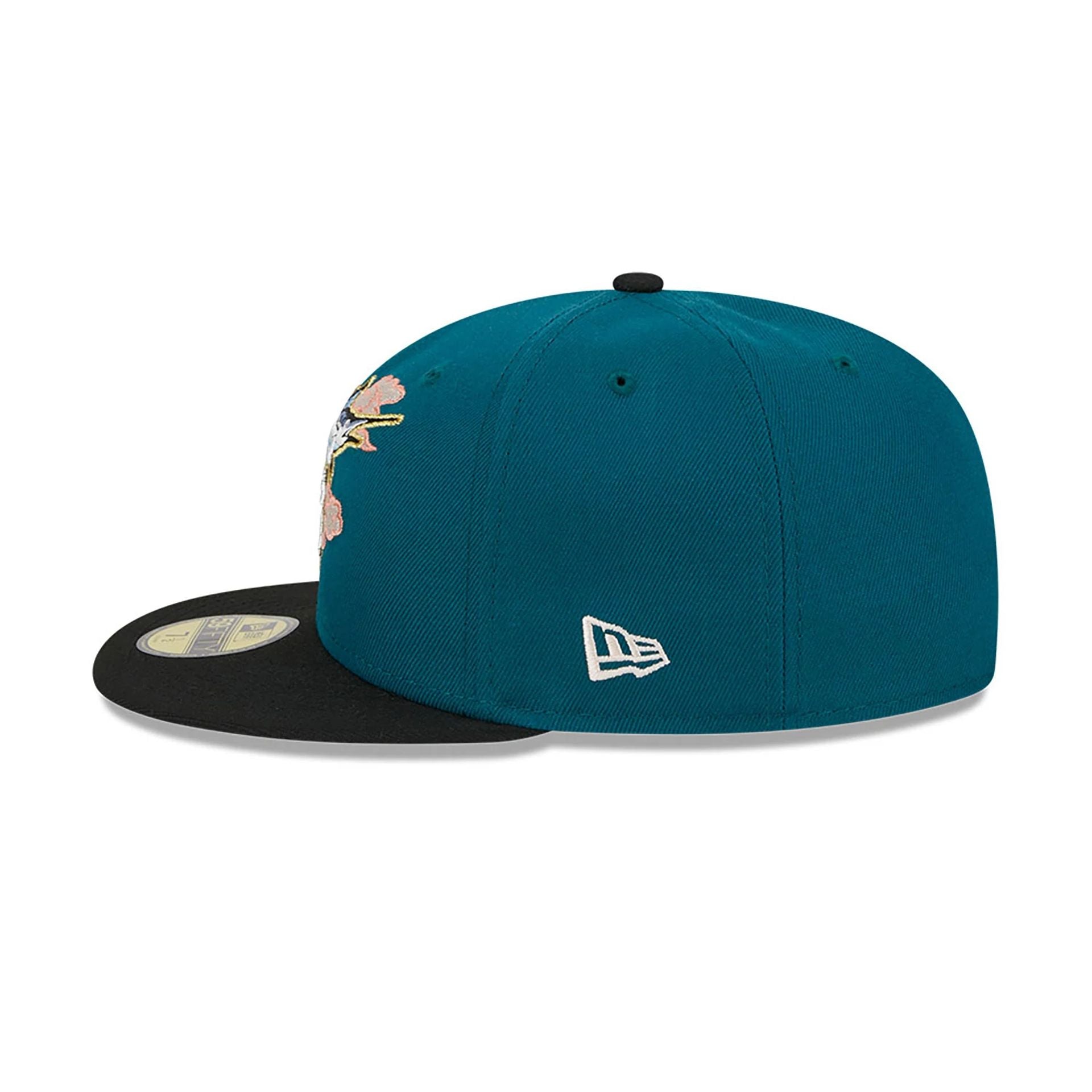 This is a Miami Marlins Cloud Spiral Dark Green 59FIFTY Fitted Cap 5