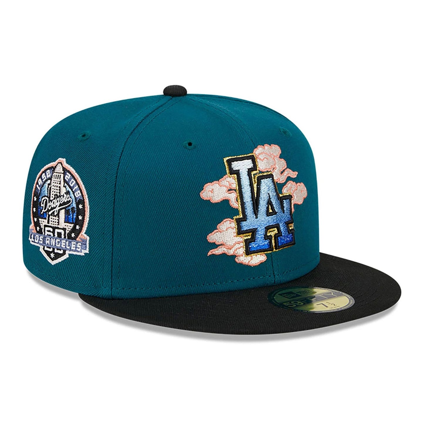 This is a LA Dodgers Cloud Spiral Dark Green 59FIFTY Fitted Cap 3