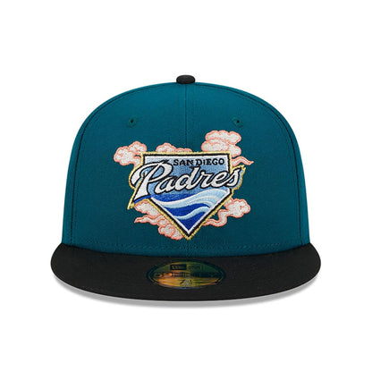 This is a San Diego Padres Cloud Spiral Dark Green 59FIFTY Fitted Cap 3