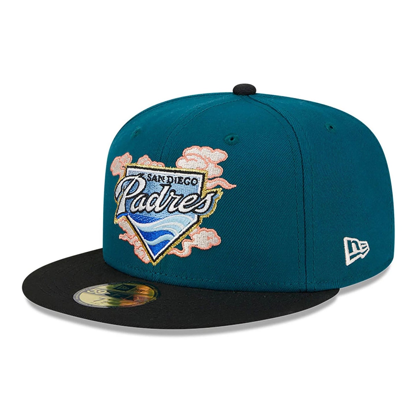 This is a San Diego Padres Cloud Spiral Dark Green 59FIFTY Fitted Cap 4