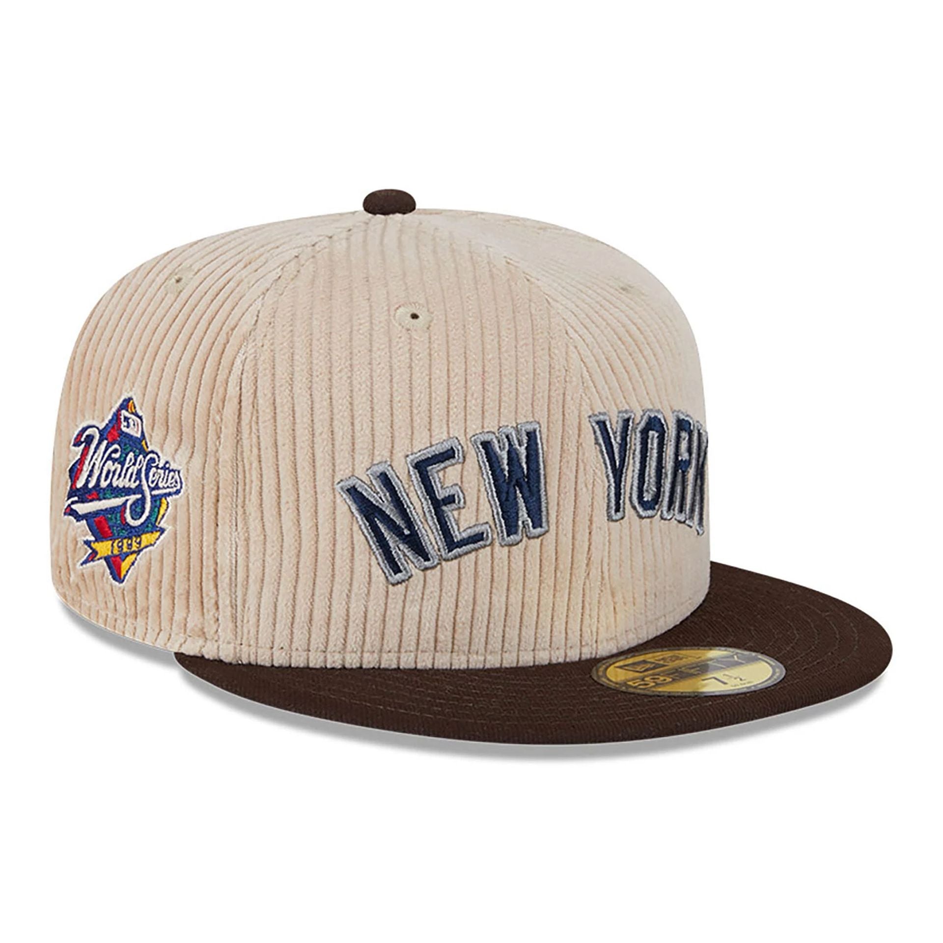 This is a New York Yankees Fall Cord Beige 59FIFTY Fitted Cap 1