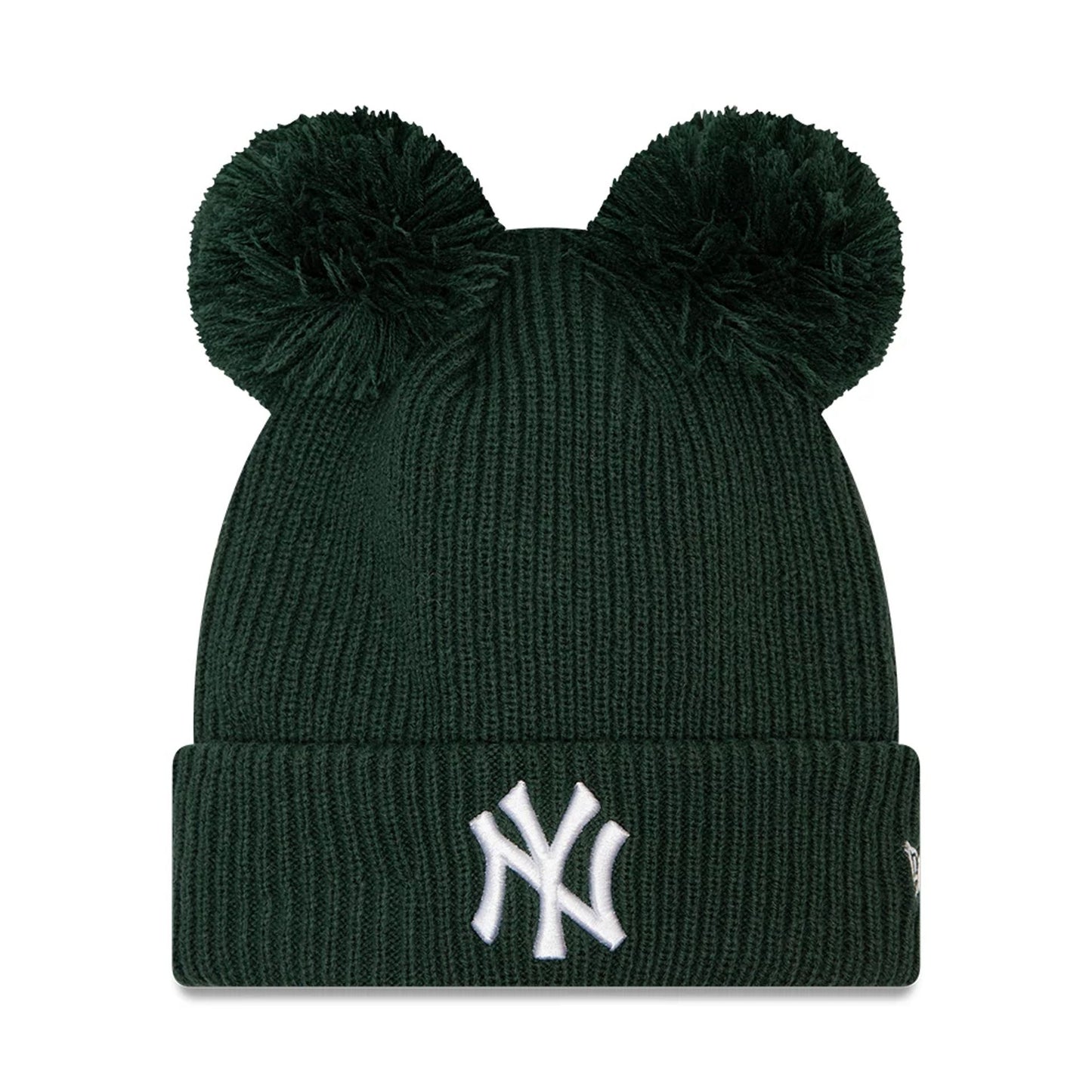 This is a New York Yankees Rib Pom Dark Green Womens Bobble Knit Beanie Hat 1