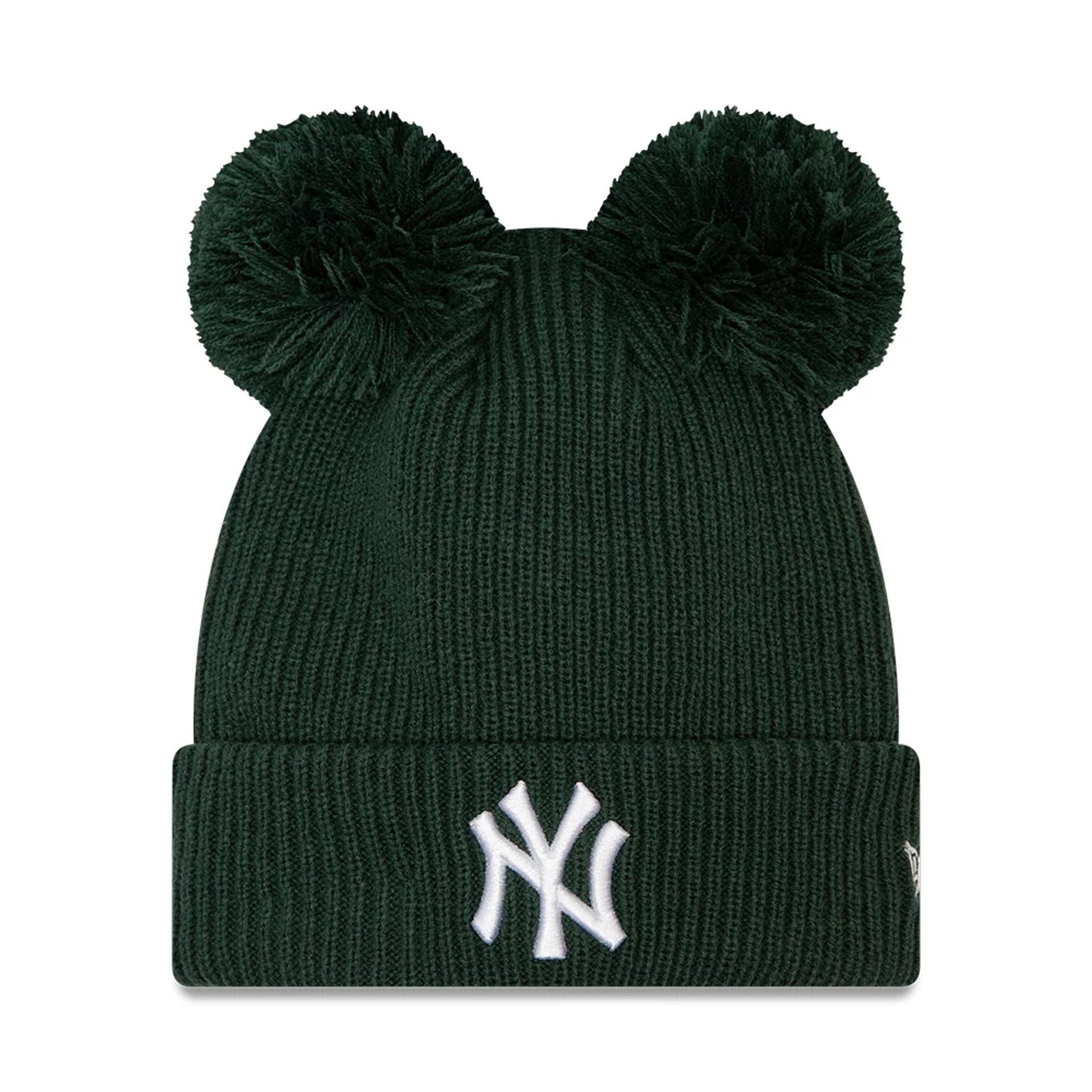 This is a New York Yankees Rib Pom Dark Green Womens Bobble Knit Beanie Hat 1