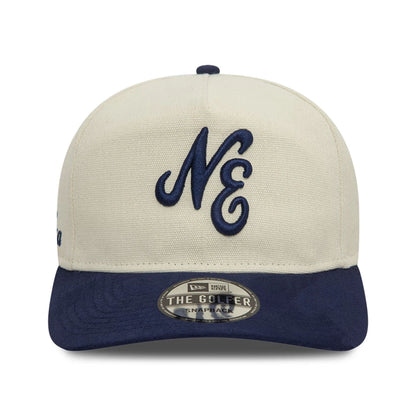 This is a New Era Two Tone Light Beige and Navy Golfer Cap 2