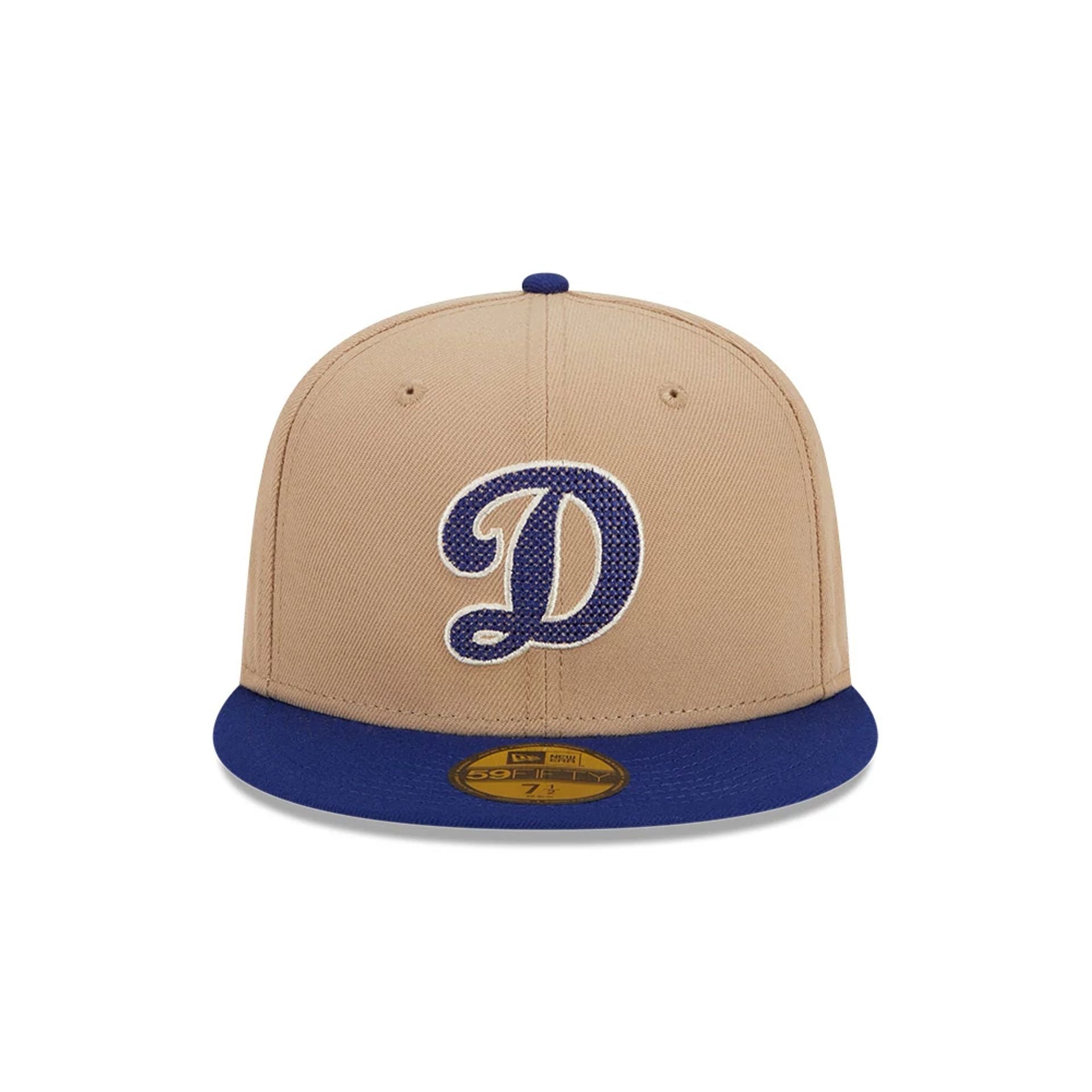 This is a LA Dodgers Needlepoint Light Beige 59FIFTY Fitted Cap 3