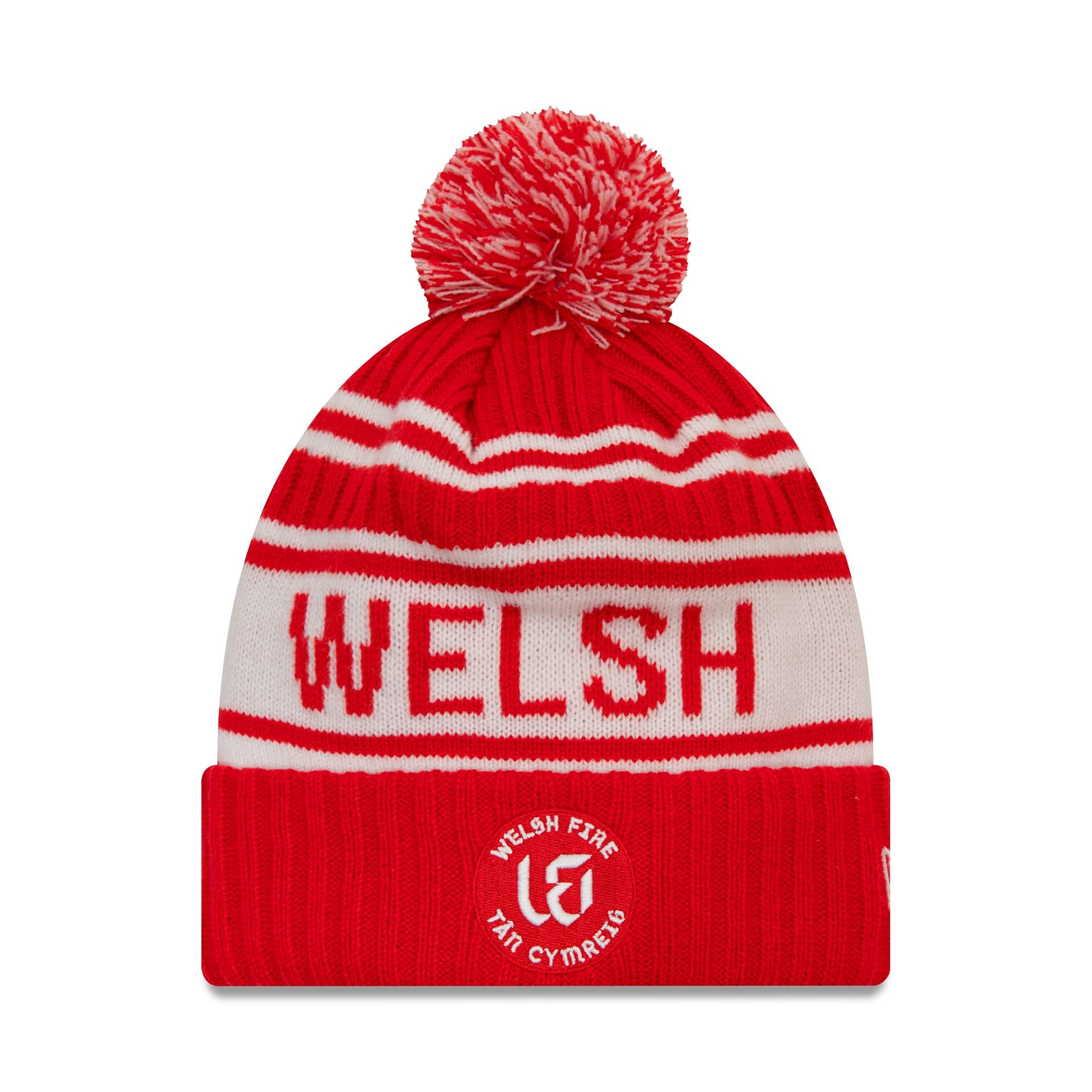 This is a Welsh Fire Tan Cymreig The Hundred Red Bobble Knit Beanie Hat 1