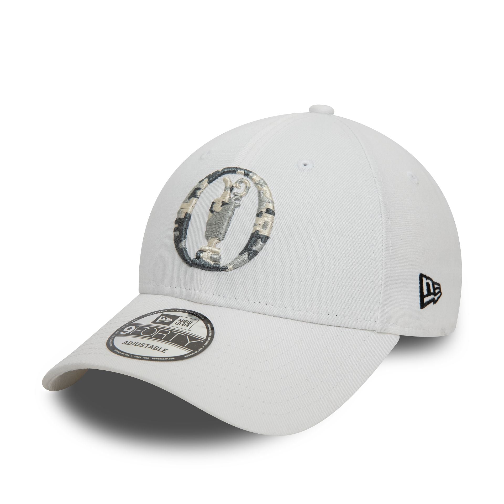 This is a The Open Championships Camo Infill White 9FORTY Adjustable Cap 1