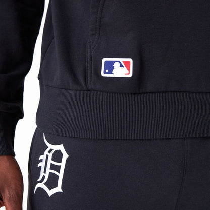 The Male model is wearing Detroit Tigers League Essential Black Oversized Pullover Hoodie 9