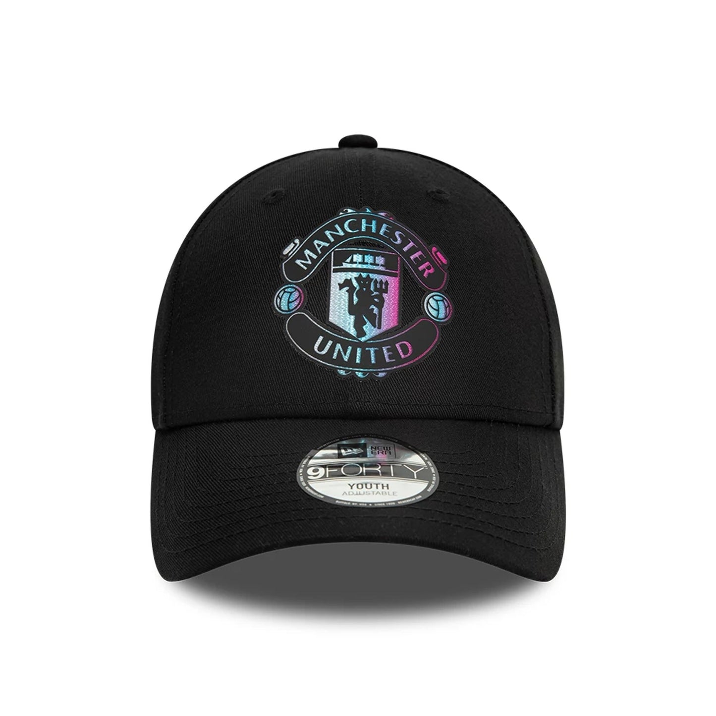 This is a Manchester United FC Youth Holographic Black 9FORTY Adjustable Cap 5